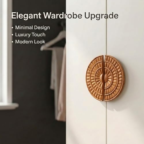 Image of Wardrobe Handle /Teak Wood Handle for Cabinet & Wardrobe /Wooden Pull Handle /Door Handle (6 x3 Inch) Natural Wood Finish-| 3 Years Warranty |