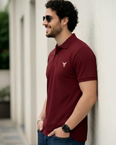 Image of AUSK Men's Half Sleeve Regular Tshirt Colorblock Polo Neck Black