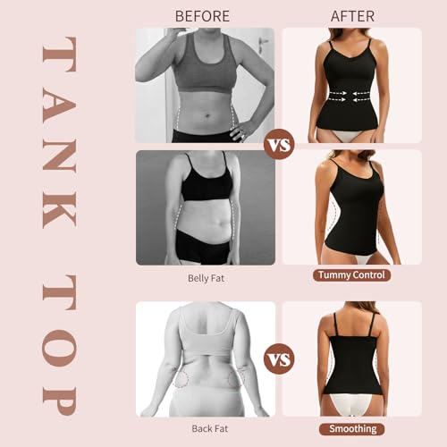 Image of Shapewear Camisoles for Women - Tummy Control Shapewear Tank Top Shaper Cami Black S