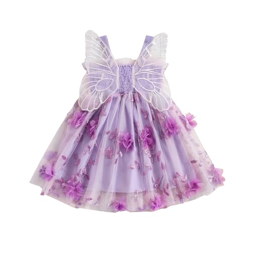 Toddler Baby Girl Butterfly Wings Dress Princess Sleeveless Tulle Butterfly Wing Skirt Birthday Party Tutu Dress