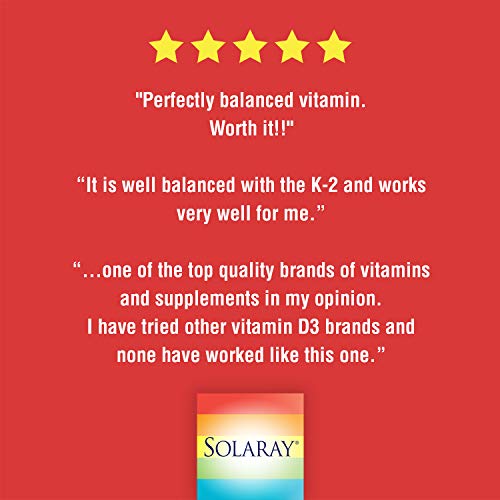 Solaray Vitamin D3 + K2 | for Immune Support, Calcium Absorption, and Support for Healthy Cardiovascular System & Arteries | Non-GMO & No Soy | 60 CT - Thumbnail 4