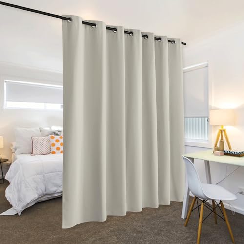 Image of RYB HOME Extra Wide Curtains for Divider Room Separation Soundproof Temporary Door Curtains for Bedroom Closet Office Theatre Garage Living Room Privacy Drop Cloth, W 120 x L 84 inches, Natural