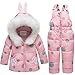 Produktbild SANMIO Baby Mädchen Daunenjacke Schneeanzug mit Kaputze Bekleidungsset Verdickte Winterjacke + Winterhose Kleinkind Daunenhose Kinderskianzug
