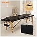 Portable Massage Table w/Neck Stretcher, 84 inch Sturdy Foldable Massage Bed Tattoo Table Adjustable Lash Bed Esthetician for Beauty Tattoo (Wood, Black)