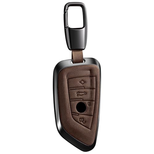 PEICHI Autoschlüssel Hülle Leder Kompatibel für 1 3 5 6 7 Series X1 X2 X3 X4 X5 X6 Schlüsselhülle Cover 3 Tasten (B-Brown)