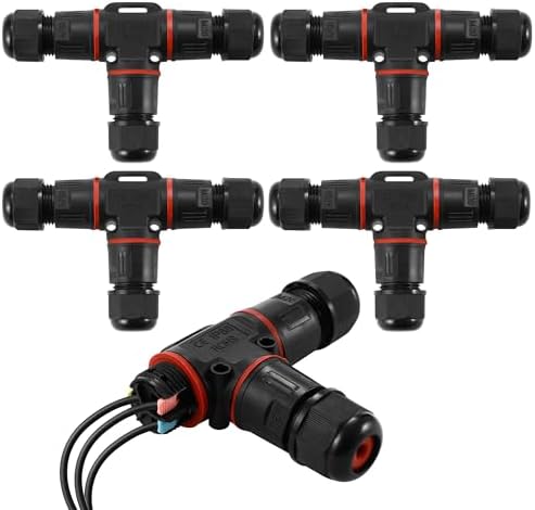 Kabelverbinder Wasserdicht 3 Polig，4 Stück Kabelverbinder Wasserdicht IP68，3 Polig Erdkabel Verbinder für Ø5-12 mm Kabeldurchmesser，Verbindungsbox Abzweigdose Für Garten, Außenbere