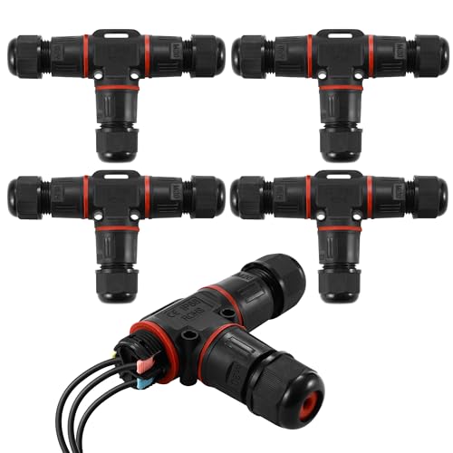 4 pezzi connettori elettrici per cavi esterni 3 poli，scatola di giunzione impermeabile ip68，connettore stagno manicotto Ø5-12 mm，adatto per giardini, aree esterne, pavimenti, coperture (3 vie)