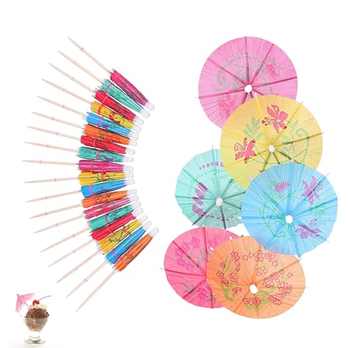 50 Stück Cocktail Schirmchen,Cocktailschirmchen,Papier Sonnenschirm Cocktail Deko Sommerfest,Cocktailbar Deko,Papier Mini Papierschirmchen,Eisschirmchen Bunte für Partys,Sommerfest,Fruchtdekoration