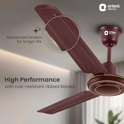 Image of Orient Electric Apex-FX 1200mm Ceiling Fan for Home| BEE 1 Star Rated Energy Efficient Fan| Rust Resistant | Strong and Powerful Motor | 2 Years Warranty by Orient | Brown - Pack of 1