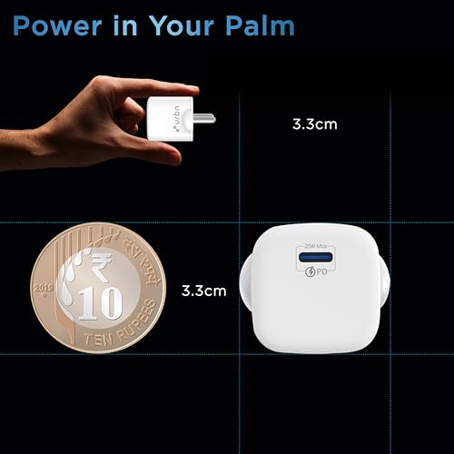 Image of URBN 20W USB-C iPhone Charger | Ultra-Fast Type C Power Delivery PD Adapter with GaN Technology | for iPhone 17 /16 /15 /14 /13 Pro Max, Mini, Samsung Galaxy, Google Pixel, iPad & More (White)