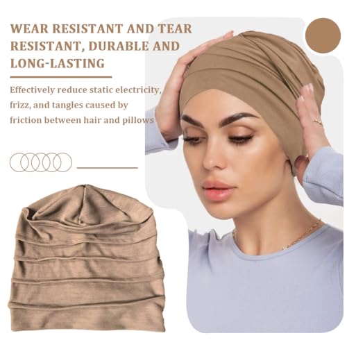 Frauen Chemo Hüte Turban Damen, Sommer Kopfbedeckung aus Baumwolle, Slouchy Kopfwickel Schlafmütze, Weicher Turban für Krebs und Haarausfall