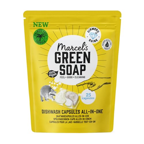 Marcel's Green Soap - Dishwasher Capsules All-in-one capsules - Washing machine - Microplastic-free formula - Vegan - EU Ecolabel certified - 25 capsules