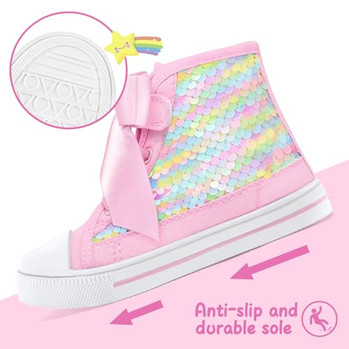 Image of K KomForme Toddler High Top Sneakers Canvas Shoes with Hook and Loops