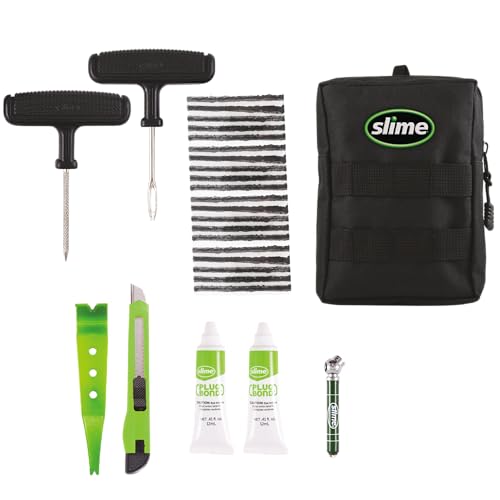 Image of Slime Rugged Tire Plug Kit 20504 Quick & Easy Repair for Flat Tire Puncture, Ideal for ATVs, wheelbarrows, Lawn mowers and Other tubeless Off-Road Tires, 28-piece kit