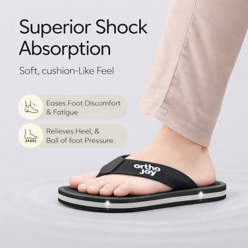 Image of ORTHO JOY Orthopedic Comfort Flip Flops for Men - Acupressure Massage Sole, Anti-Slip Lightweight Slippers