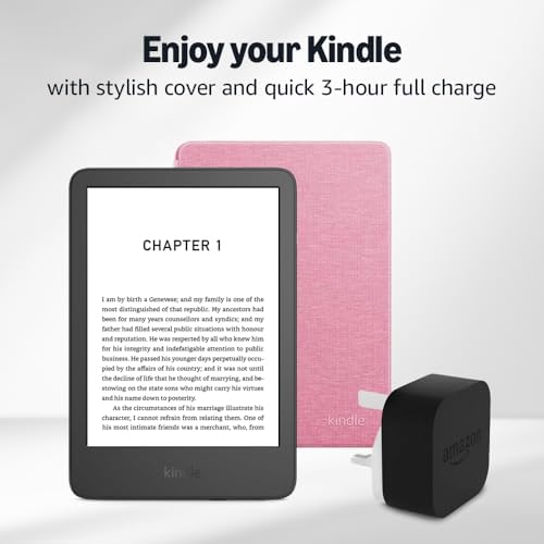Kindle (2024 Release) 16 GB without ads, an Amazon Fabric Cover a...