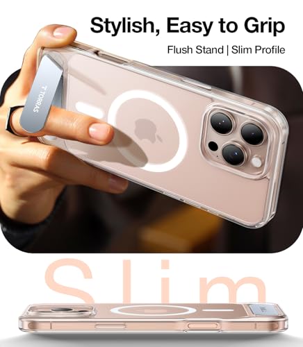 Image of TORRAS Strong Magnetic & Seamless Stand for iPhone 16 Pro Case Clear, Fit for MagSafe, Never Yellow, 4X Military Grade Drop Tested Kickstand Protective Phone Case for iPhone 16 Pro 6.3 inch, Clear