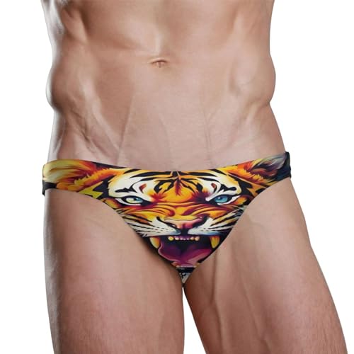 Tiger Men's Swimwear Sexy Bikini Solid Siwmming Briefs 20857368tiger2