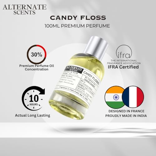 Image of Alternate Scents CANDY FLOSS 100ml Long Lasting Perfume For Women |Strong&Long Lasting with 30% Oil Concentration|Sweet Fruity Gourmand|Fragrance From France |Made In India|