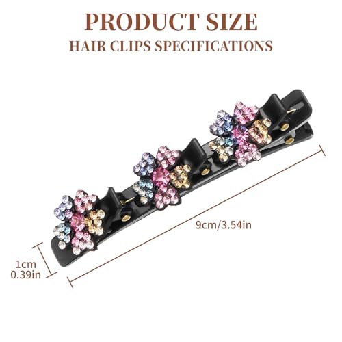 Pack of 4 Braided Hair Clips with Rhinestones, Hair Clips with Sparkling Crystal Stones, Hair Styling Clips - Image 2