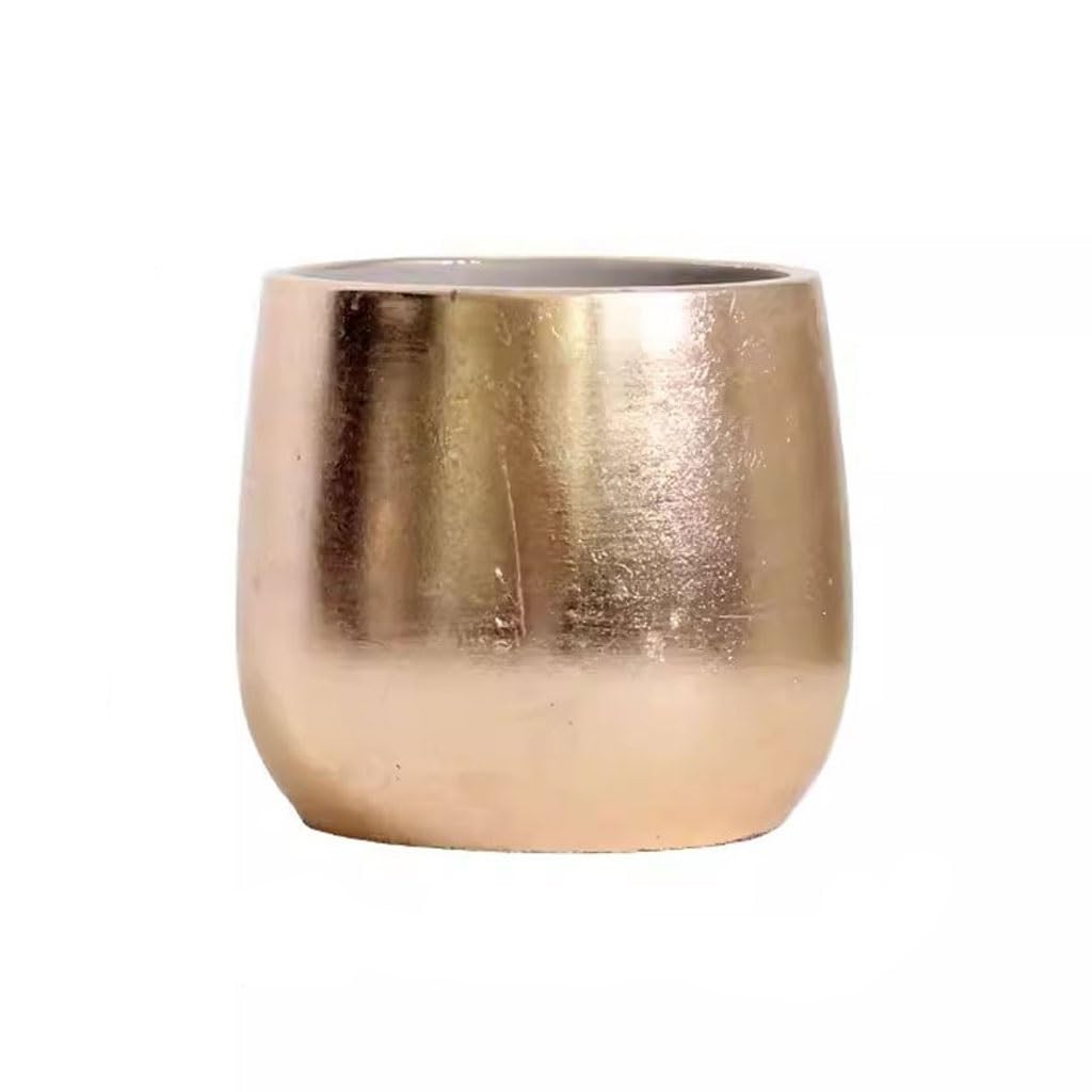 GELASIGE Flower Pots Nordic Fashion Golden Cement Flower Pot Indoor Balcony Simple Round Potted Plant Set Pot Ornaments Outdoor Flower Pots