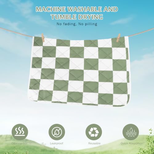 Image of IEUUMLER Washable Pee Pads for Dogs, 2 Pack Non-Slip & Waterproof Pack Whelping Pad, Reusable Puppy Potty Training Pad with Fast Absorbent for Playpen EU007 (Green&White, 24 inchX18 inch-2pcs)