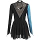 FYMNSI Damen Eiskunstlauf Kleid, Glitzer Metallic Langarm Ballettkleid mit Kristallen Ballettkleidung Gymnastik Leotard Turnanzug Tanzkost�m Tanzkleider Gymnastikanzug Blau S