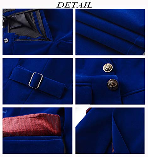 Suit For Boys Velvet 5 Pieces Outfit Set Blazer Vest Pants Formal Tuxedo Slim Fit Boy Suits Royal Blue Size 4T #TOP5