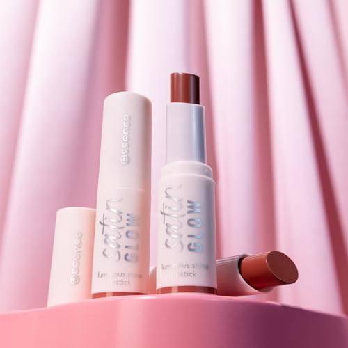 Essence Cosmetics Satin Glow Luminous Shine Lipstick Rouge à Lèvres, Luminescent, Intense en Couleurs (3.5g)