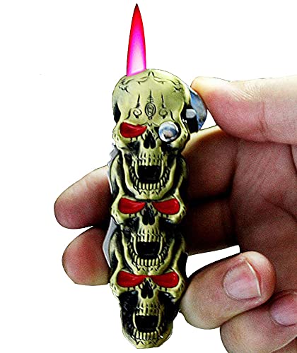 Encendedor de llama torch metal diseño calavera rojo miniatura 1