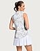 M MOTEEPI Womens Golf Shirts Sleeveless Polo Golf Shirts for Woman Quick Dry Ladies Tennis Tops Athletic Polo White Leaf Medium