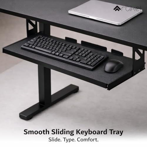 Image of ARTIKEL Artidesk Electric Height Adjustable Table for Office Work with Keyboard Tray | Sit Stand Gaming Desk| 80Kg Wt Lift | 2 Headphone Hook Cable Management (Black, 120x60cm)