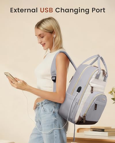 Image of LOVEVOOK Laptop Backpack for Women, Travel Backpacks Work Anti-Theft Bag, Backpack Purse, Conputer bags with USB, Waterproof