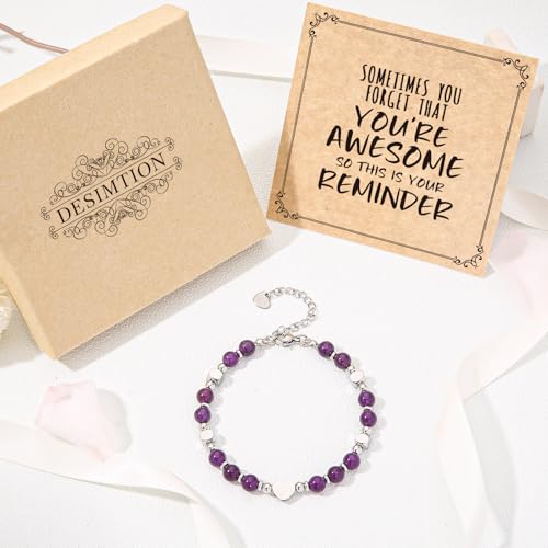Image of Desimtion Healing Natural Stone Bracelets for Women Girls, Sometimes You Forget You're Awesome -Christmas Gifts for Women Teen Girls, Best Friend Birthday Gifts for Women Friendship Bracelets