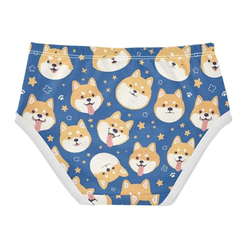 Wusikd Cute Shiba Inu Dog Girls' Underwear Cotton Stars Girls Briefs Soft Toddler Underwear 2T2