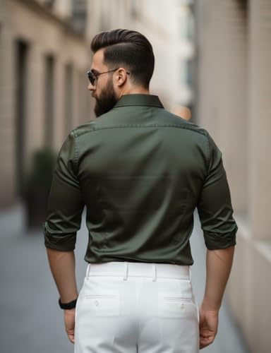 Image of IndoPrimo Men's Stylish Satin Shirt for Party and Casual Wear - Exclusive Designer Full Sleeve Shirt for Men - Pilar