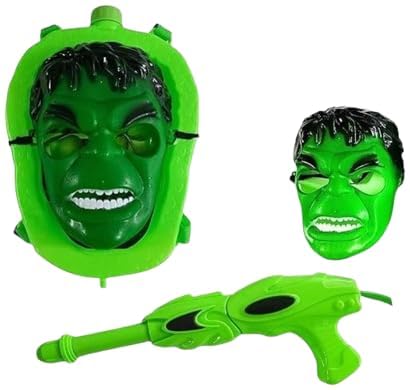 Image of Hulk Holi Pichkari Toy Gun Pressure Mechanism for Long Throw II Hulk Back Holding Tank, Mask with Pichkari Herbal (1000ml)