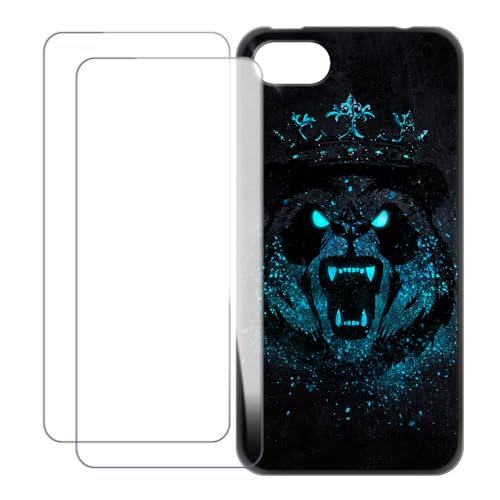 UOGNADGD Compatible avec Wiko Sunny 3 Coque Personnalisée Colorée avec 2 Protections Écran en Verre Trempé – Antichoc et Anti-Rayures (Panda en colère)