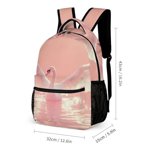 Swan Flapping Its Wings Travel Backpack Casual Daypack Shoulder Bag with Adjustable Shoulder Straps2