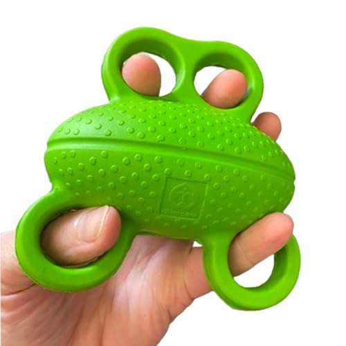 Finger Ball Exerciser Grip Stress Ball for Hand and Finger Strength - Four Finger Holes, PU Material, Ideal for Therapy, Arthritis, and Hand Workout - light green