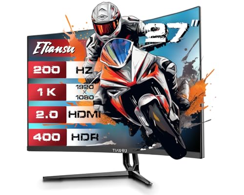 Image of 27 inch FHD 200Hz Curved Gaming Monitor,1ms FreeSync Premium,120%sRGB,HDR400 | HDMI 2.0 DP 1.4 Stereo Speakers Low Blue Light Mode VESA USB 2.0 for Xbox PS5 Switch