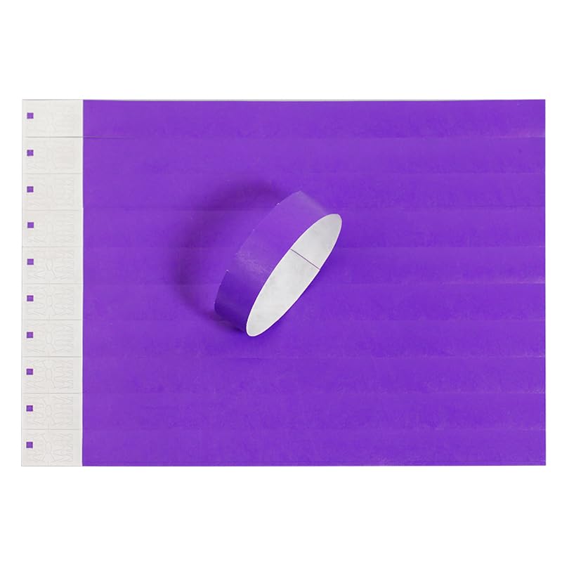 IDwrists Purple Wristbands for Events - 500 Count - Tear Resistant Paper Bracelets Comfortable Waterproof Lightweight ID Wrist Bands for Events