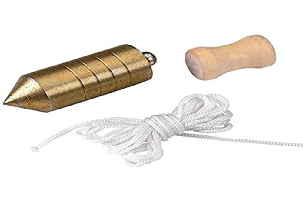 Alyco 197936 197936-Plomada de Acero cincado de 1000 gr Nuez de Madera y 5 m Cuerda Nylon