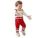 Bumplebee Weihnachtskleidung für Kinder Kleinkind Strickstrampler Baby Gestrickte Strampler Unisex Plüsch Overall Baby Jungen Mädchen Ärmellos Bodysuit Warm Plüschbodys Winter (Rot, 90)
