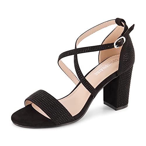 CUSHIONAIRE Women's Jewel rhinestone dress heel sandal with +Comfort Foam