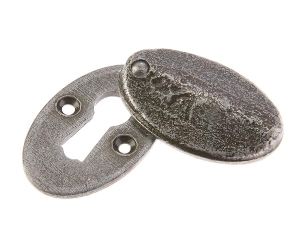 Kooples Hardware Oval Covered Escutcheon 50x31x9mm – Decorative Keyhole Cover Plate – Durable Metal Finish for Door Handles & Locks (Pewter)