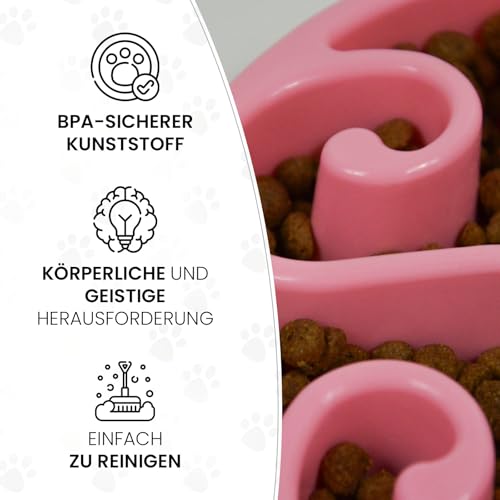 Eat Slow Live Longer Original Feeder S/M - Ø20,5 cm - Futternapf - Antischlingnapf Hunde - Schleckmatte Hund - Hundenapf - Slow Feeder für Hunde - rutschfest - Rosa