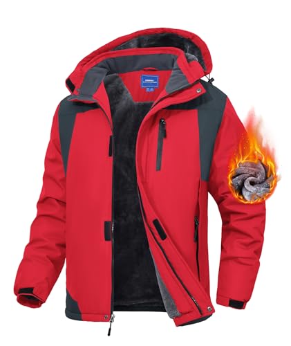 Zoofly Winterjacke Herren Skijacke Thermojacke mit Zip Taschen Winter Jacke...