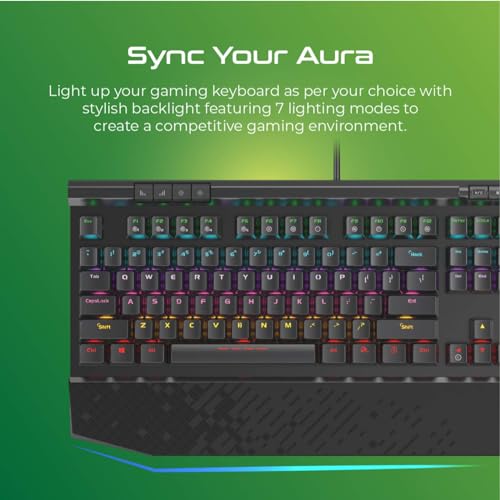 Image of Vertux Gaming Keyboard, Ergonomic USB Wired Mechanical Keyboard with Integrated Wrist Rest, Black Switches, RGB Backlit, 104 Anti-Ghosting Keys and 8 Multimedia Keys for PS5 /PS4, Xbox One /X, Tungsten