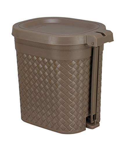 Kolorr-Stitch-Pedal-Waste-Bin-Modern-Design-Trash-Can-Plastic-Dustbin-7L-Brown